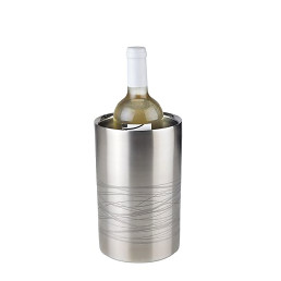 Flaschenkühler (ØxH) 12x20cm Lines,silber f.0,7-1,0l. Flaschen doppelwandig
