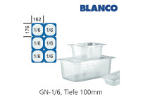 GN-Behälter 1/6-100mm,(BxTxH) 176x162x100mm Polycarbonat Blanco
